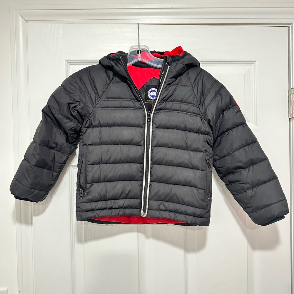 Canada Goose kids Black Puffer Jacket with Red Lining